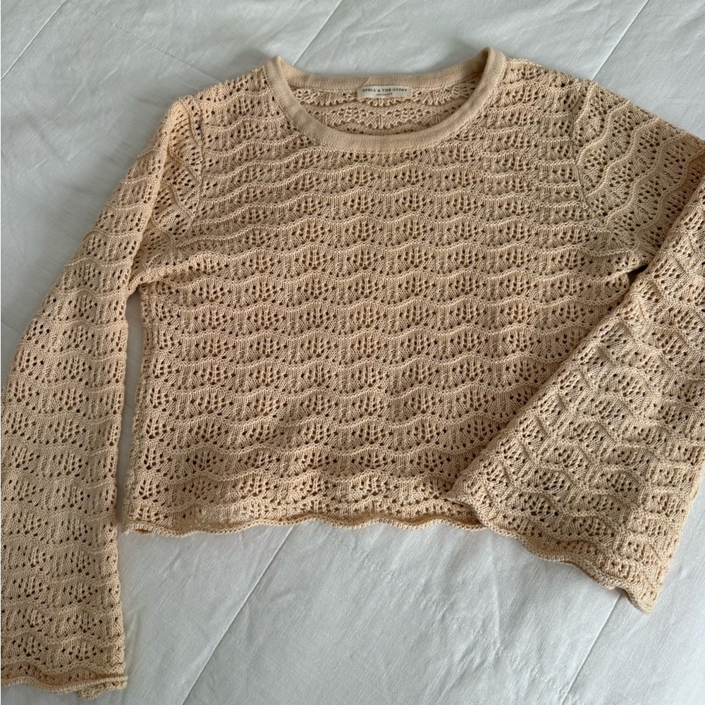 Spell Cream Cropped Ribbed Hoodie